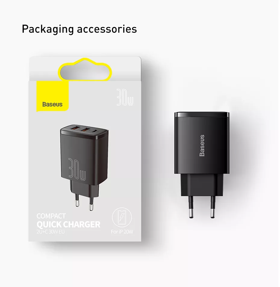 Cu Sac Nhanh Sieu Nho Gon Baseus Compact Quick Charger 30wusb Dual Port Type C30w Pd Qc3 0 Multi Quick Charge Support (6)