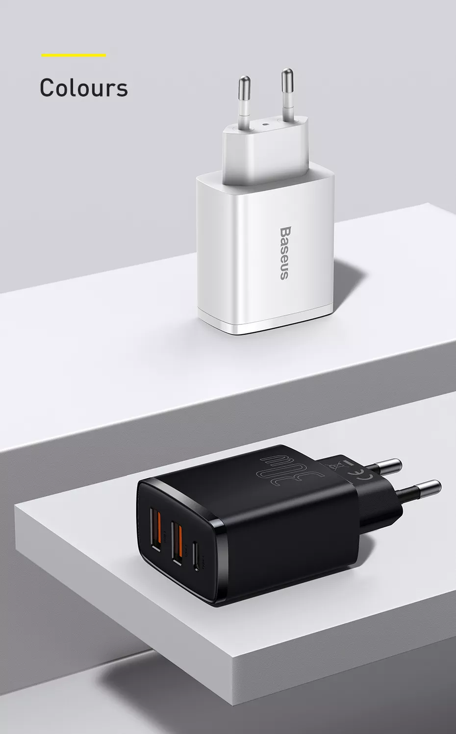 Cu Sac Nhanh Sieu Nho Gon Baseus Compact Quick Charger 30wusb Dual Port Type C30w Pd Qc3 0 Multi Quick Charge Support (4)