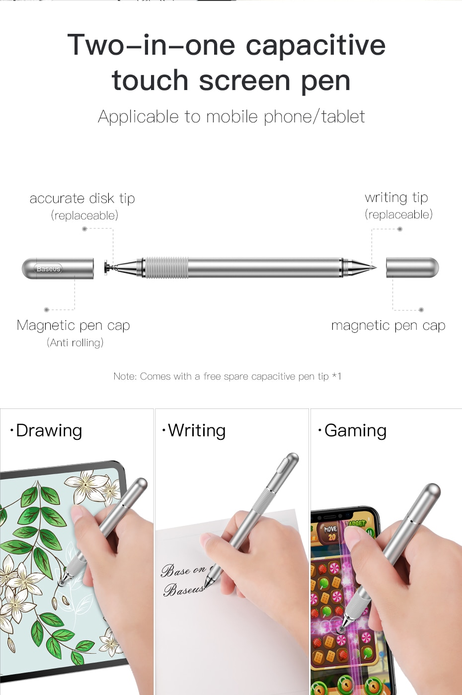 But Cam Ung Dien Dung 2 Trong 1 Baseus Golden Cudgel Capacitive Stylus Pen Acpcl Cho Ipad Tablet Smartphone (3)