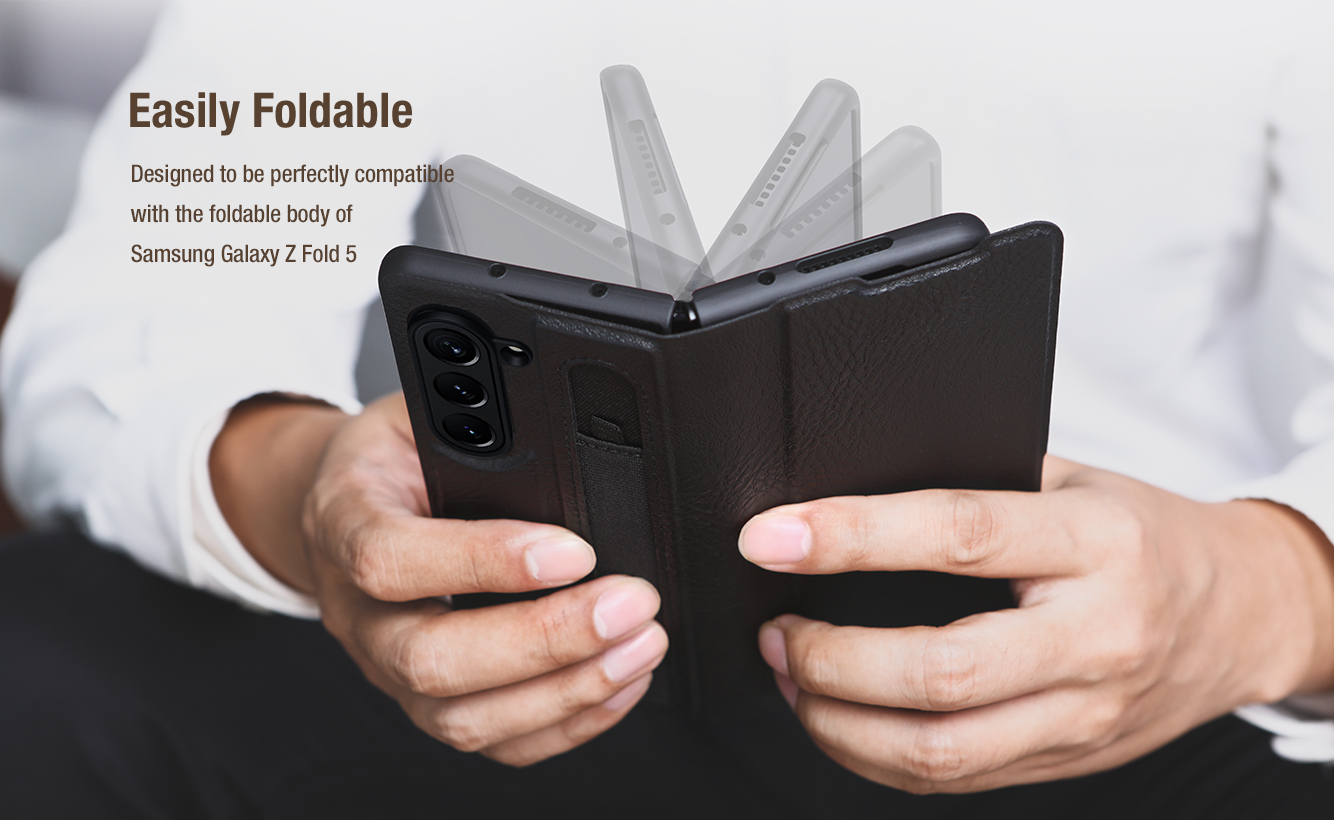 Bao Da Samsung Galaxy Z Fold 5 Fold5 Chinh Hang Nillkin Aoge Leather Case (3)