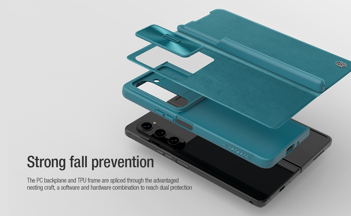 Bao Da Samsung Galaxy Z Fold 5 Fold5 Chinh Hang Nillkin Qin Pro Leather Case (10)