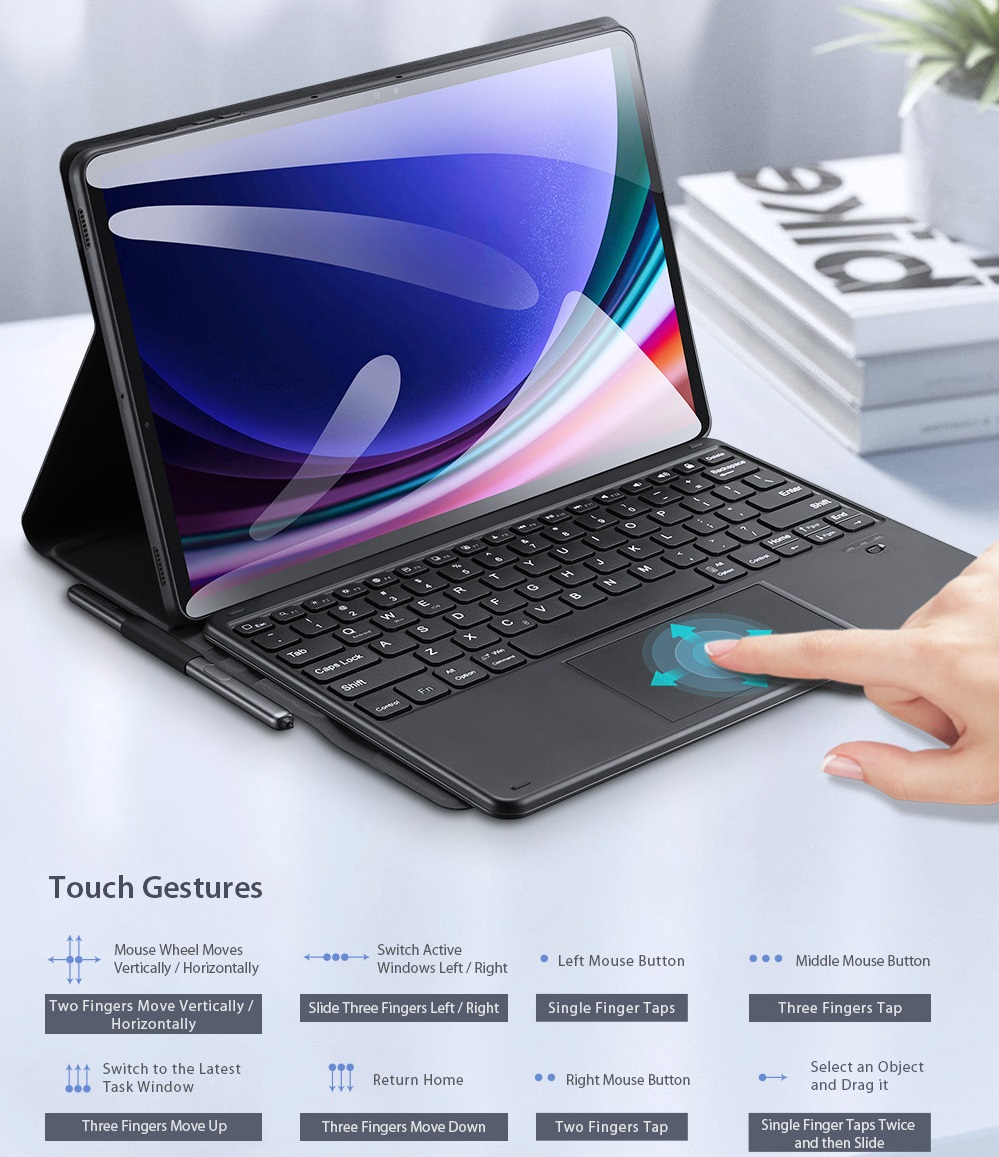Bao Da Ban Phim Samsung Tab S9 Fe Plus X610 X616 Chinh Hang Dux Ducis Tk Series Keyboard Ket Noi Bluetooth Co Trackpad Vuaphukien (10)