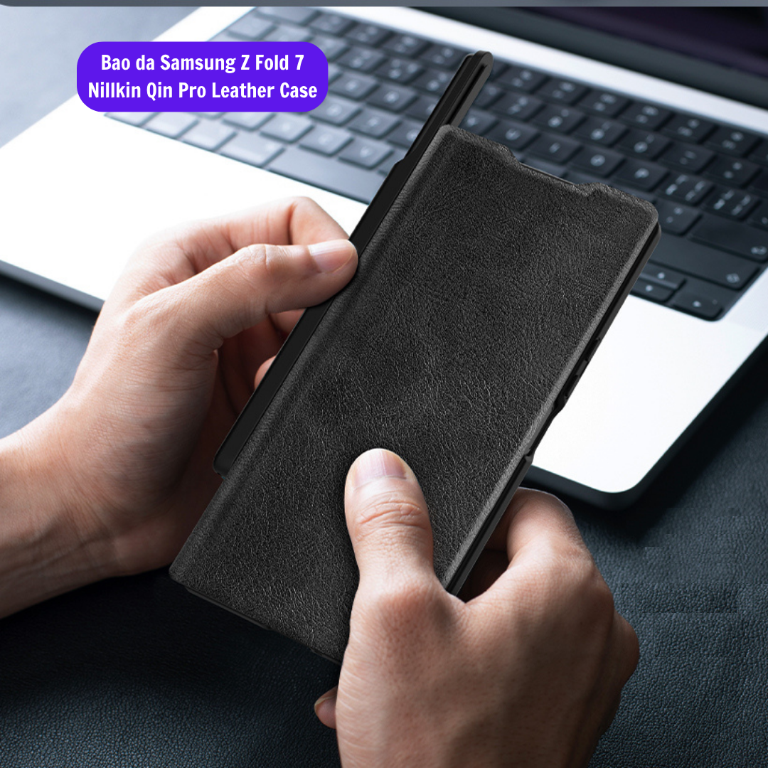 Bao Da Samsung Z Fold 7 Chinh Hang Nillkin Qin Pro Leather Case (5)