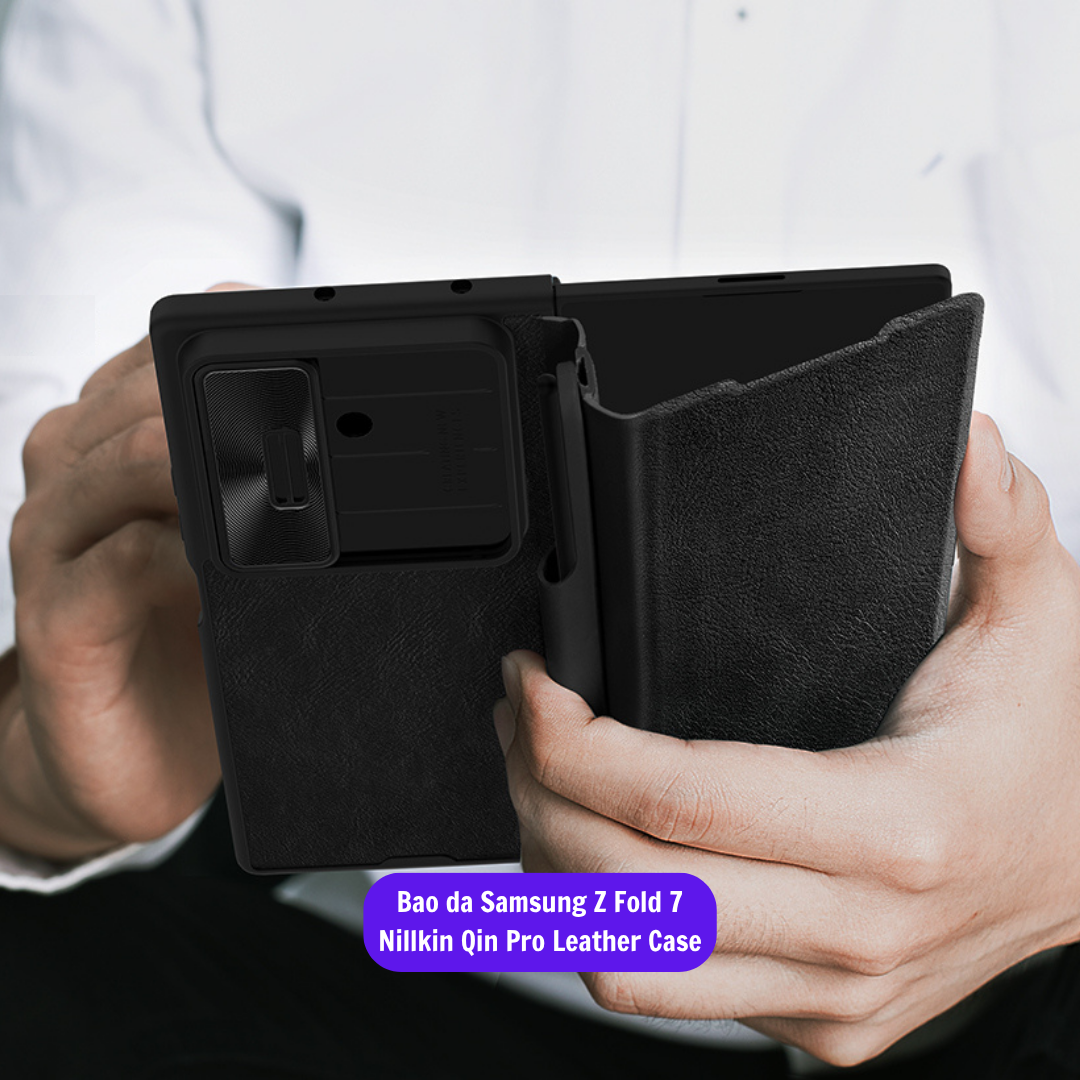 Bao Da Samsung Z Fold 7 Chinh Hang Nillkin Qin Pro Leather Case (6)
