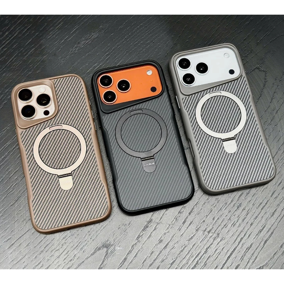 Op Lung Iphone 17 Pro Max Chinh Hang Likgus Carbon Fiber Ring Stand Case (3)