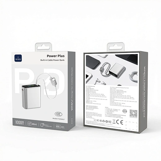 Sạc Dự Phòng 20000mAh Chính Hãng Wiwu Power Plus Built In Cable Power Bank T203ALF (5)